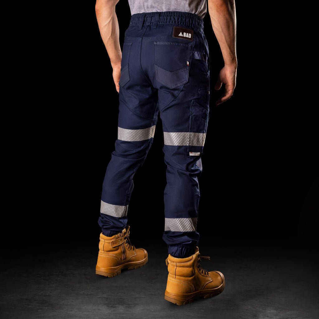 BAD SAVIOUR™ CUFFED ELASTIC WAIST WORK PANTS WITH 3M TAPE - BAD WORKWEAR