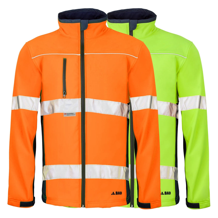 BAD WATERPROOF HI-VIS SOFTSHELL JACKET WITH 3M TAPE - BAD WORKWEAR
