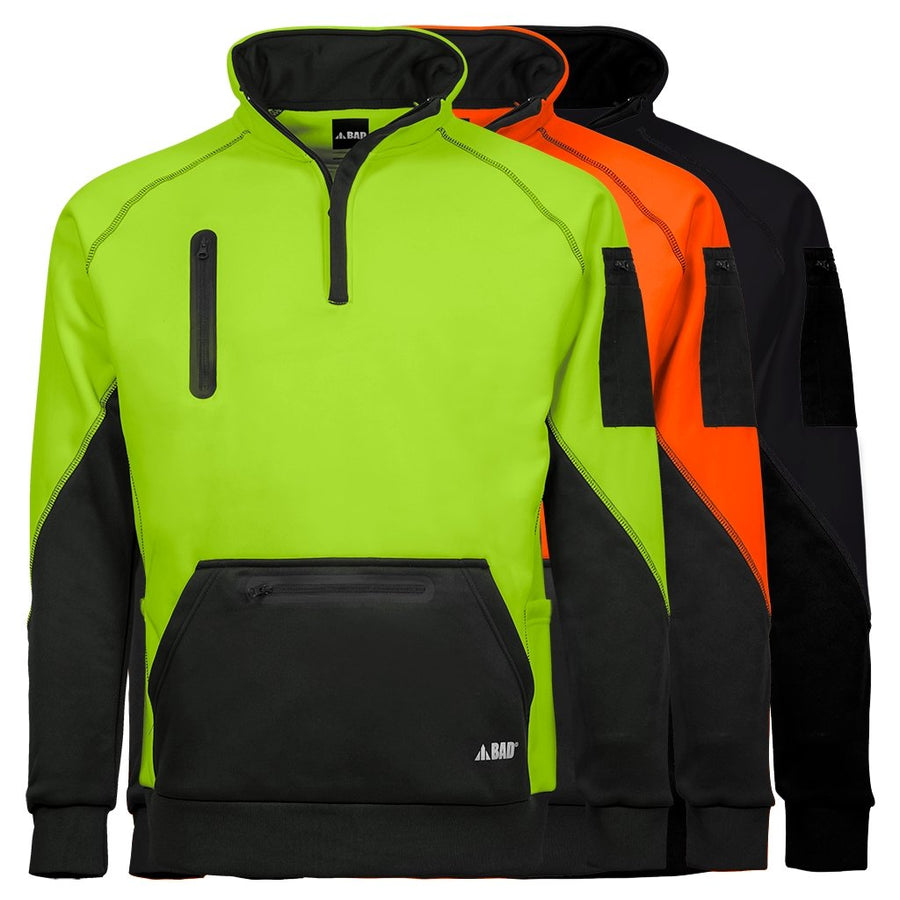 BAD® WATERPROOF RAIN-DEFEND™ HI-VIS FLEECE 1/4 ZIP JUMPER - BAD WORKWEAR