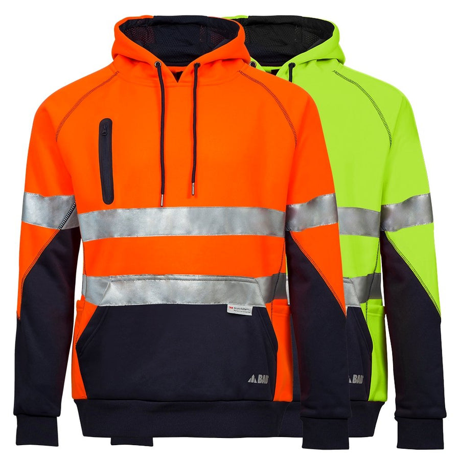BAD® WATERPROOF RAIN-DEFEND™ HI-VIS FLEECE HOODIE WITH 3M TAPE - BAD WORKWEAR