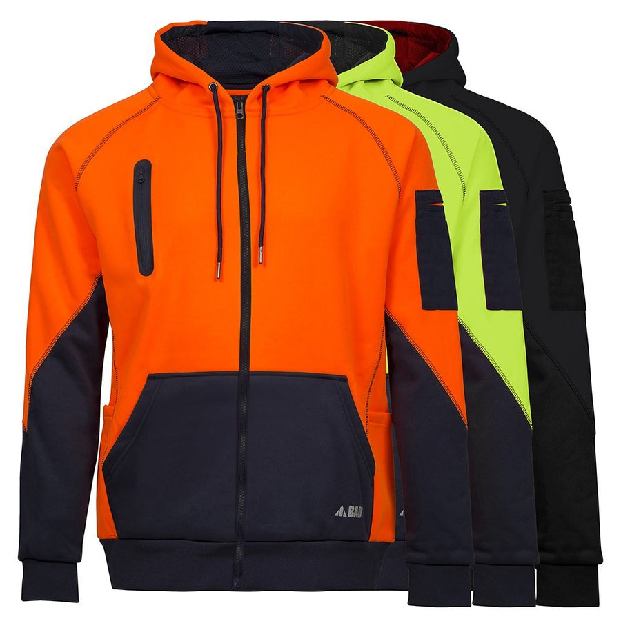 BAD WATERPROOF RAIN-DEFEND™ HI-VIS FULL-ZIP FLEECE HOODIE - BAD WORKWEAR