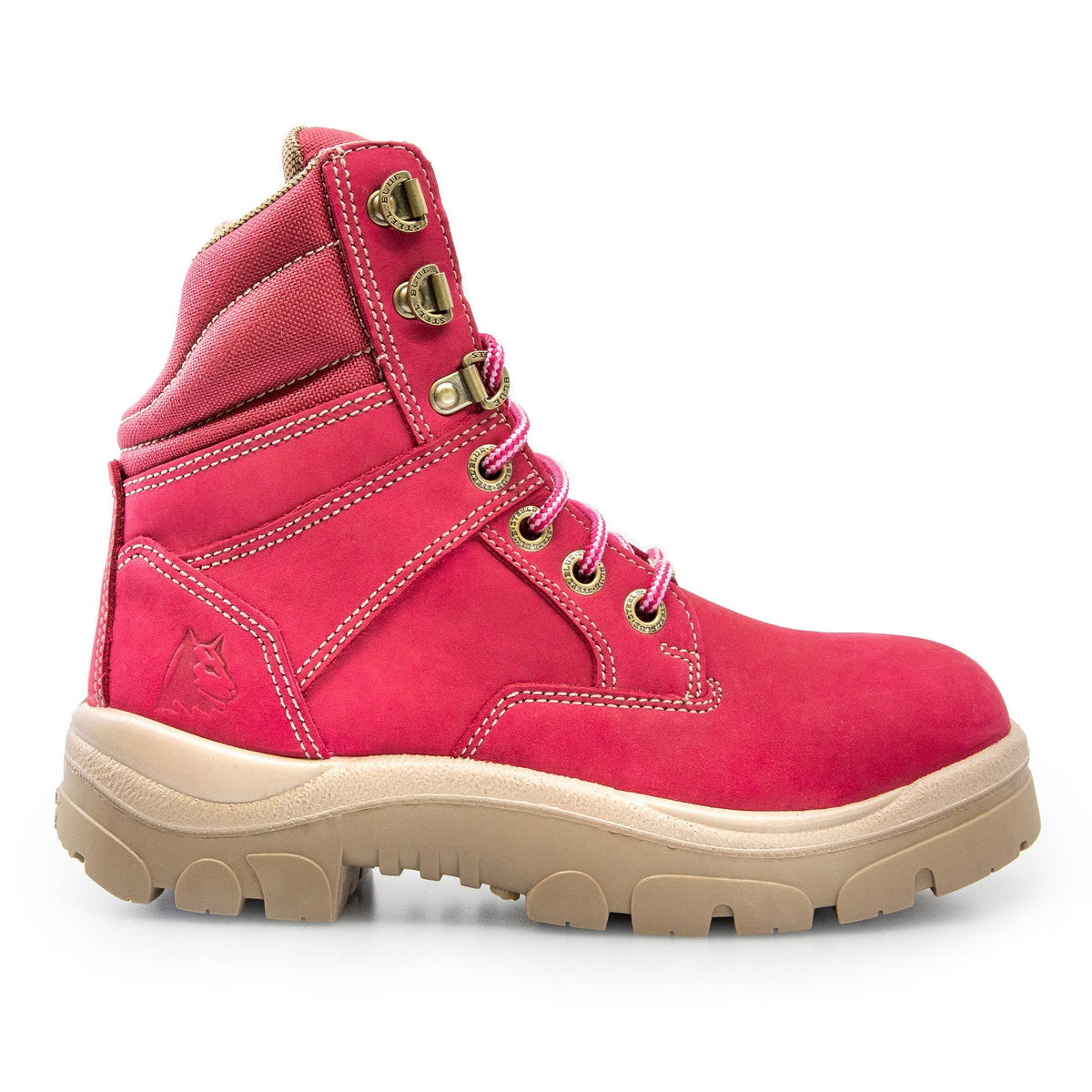 STEEL BLUE WOMENS PINK SOUTHERN CROSS ZIP SIDE SAFETY WORK BOOTS 512761 - BAD WORKWEAR