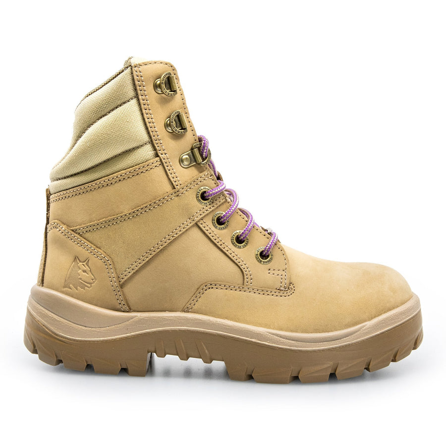 STEEL BLUE WOMENS SAND SOUTHERN CROSS ZIP SIDE SAFETY WORK BOOTS 522761 - BAD WORKWEAR