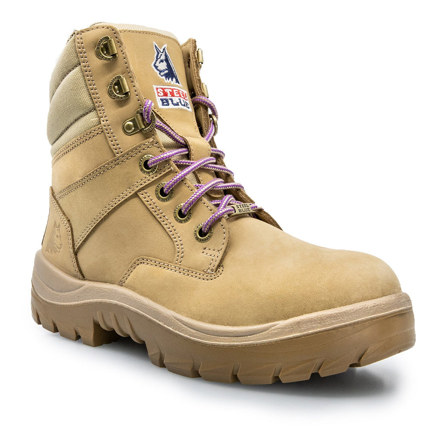 STEEL BLUE WOMENS SAND SOUTHERN CROSS ZIP SIDE SAFETY WORK BOOTS 522761 - BAD WORKWEAR
