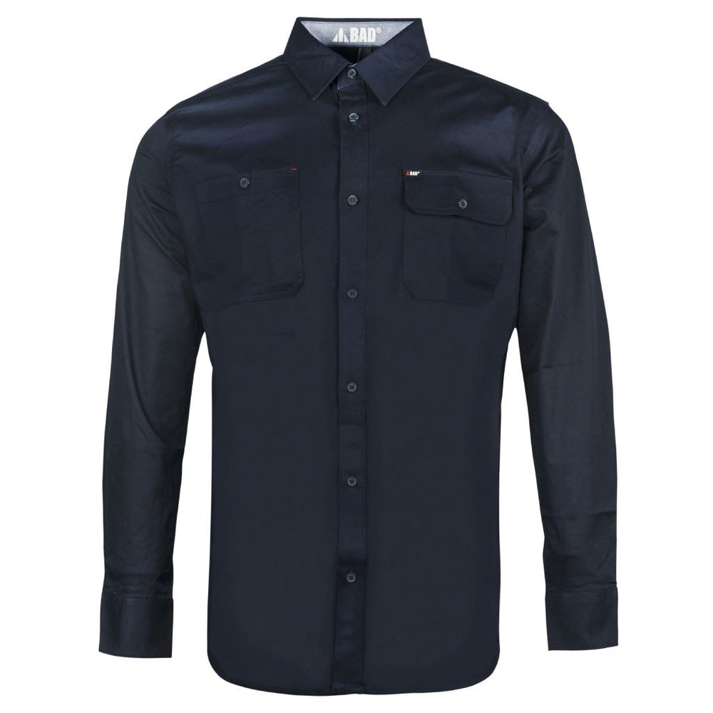 STRETCH L/S NAVY WORK SHIRT - BAD WORKWEAR