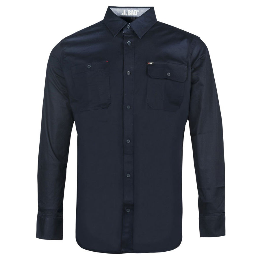 STRETCH L/S NAVY WORK SHIRT - BAD WORKWEAR